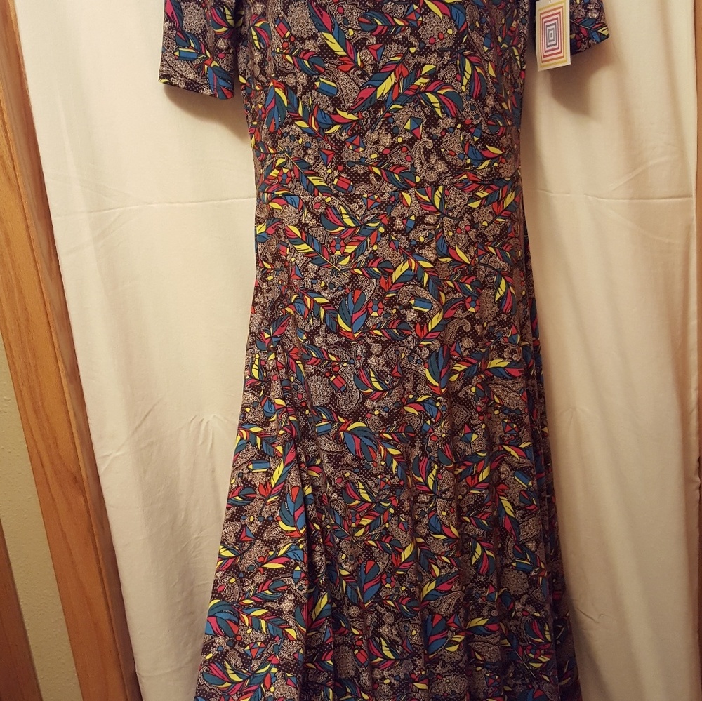 LuLaRoe Ana Dress, Feather Print